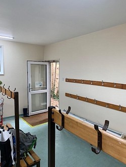 New painted walls and repaired ceiling