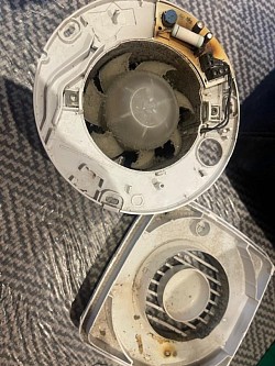 Old fan removed which was full of dirt and had burnt itself out